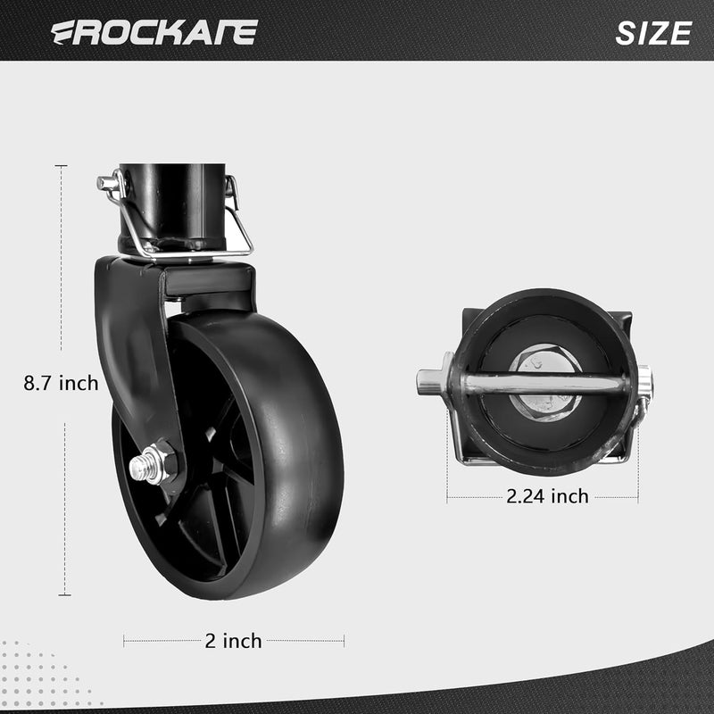 rockane Black 6'' Black Trailer Jack Swivel Caster Wheel Replacement, Heavy Duty 1200lbs Capacity with Pin for Soft Ground Roll, Fits Any Boat Hitch Camper RV- Black - Image 2